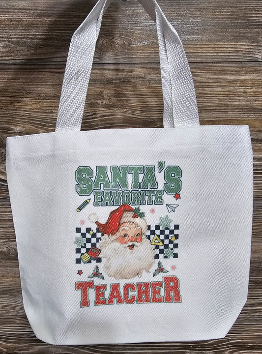 Small Canvas Tote - Santa's Favorite Teacher