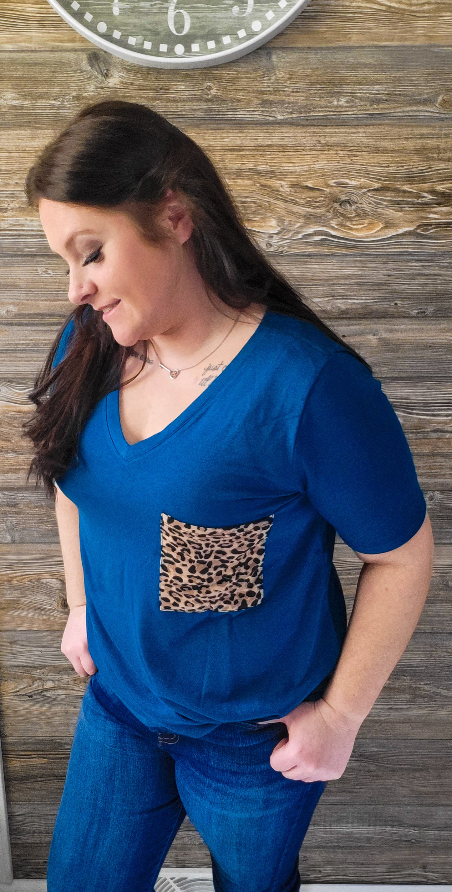 Liza Leopard-Pocket Top