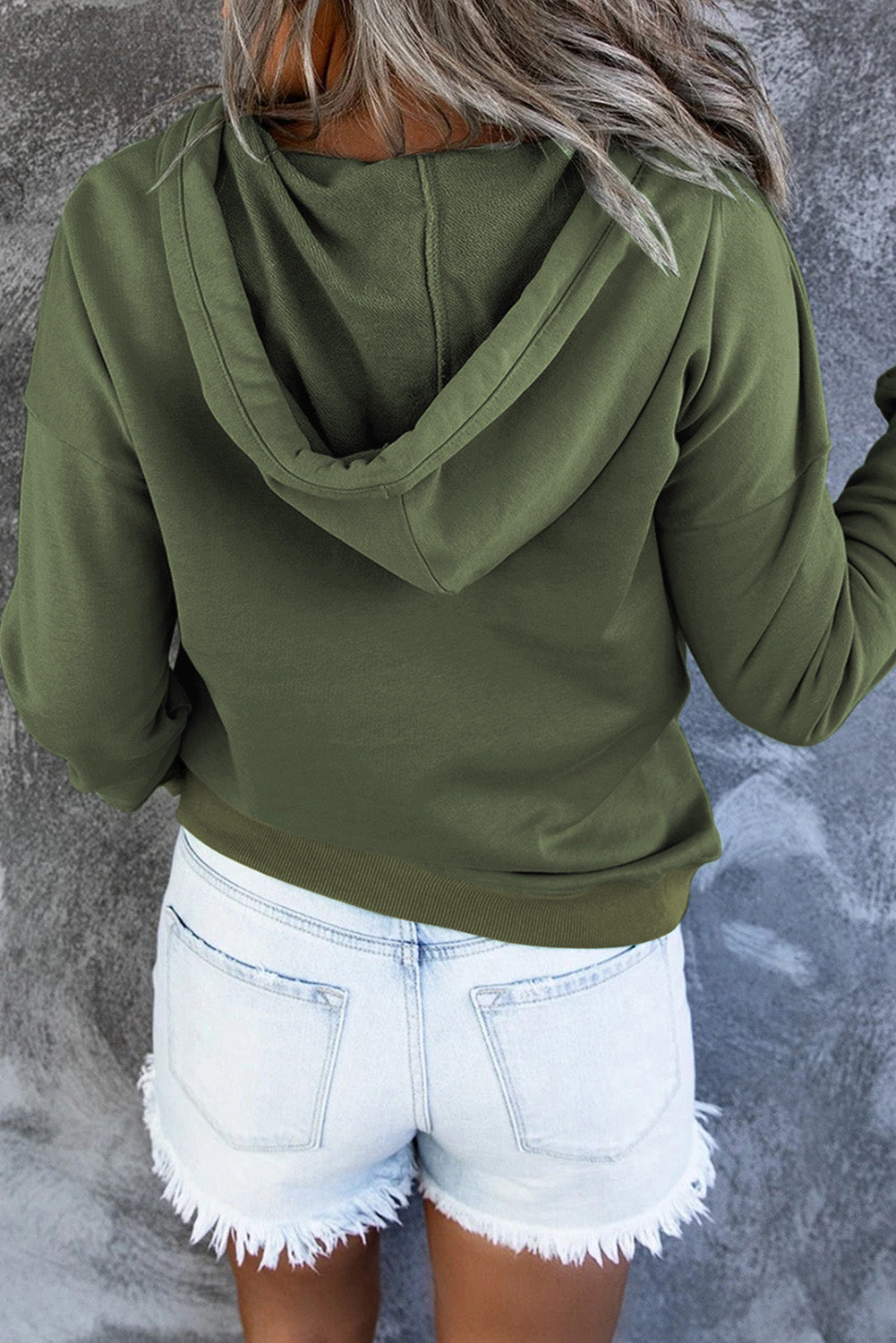 Dropped Shoulder Long Sleeve Hoodie with Pocket